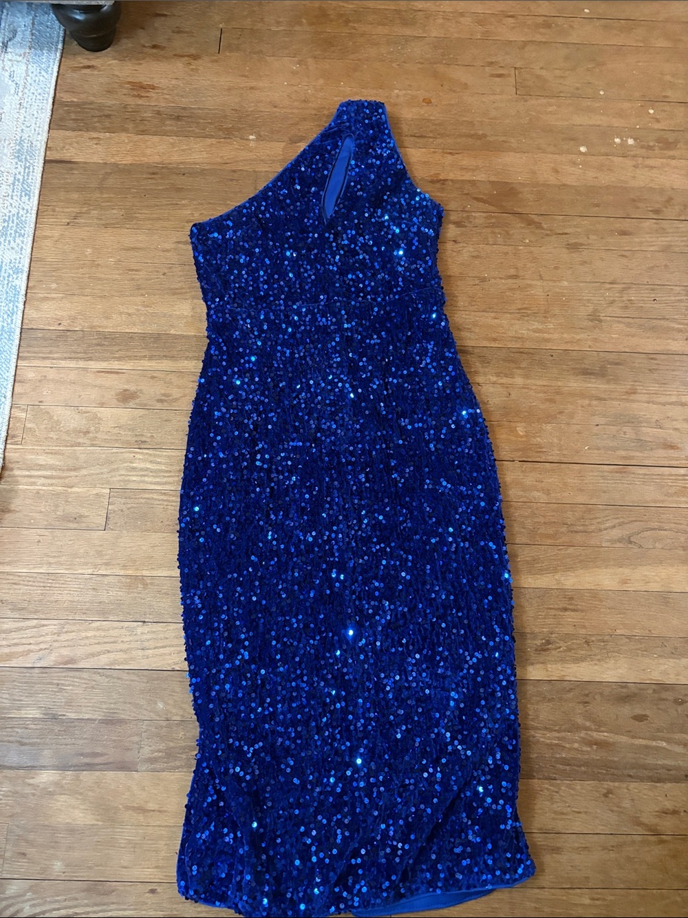 One-Shoulder Sequin Sheath Dress - Royal Blue